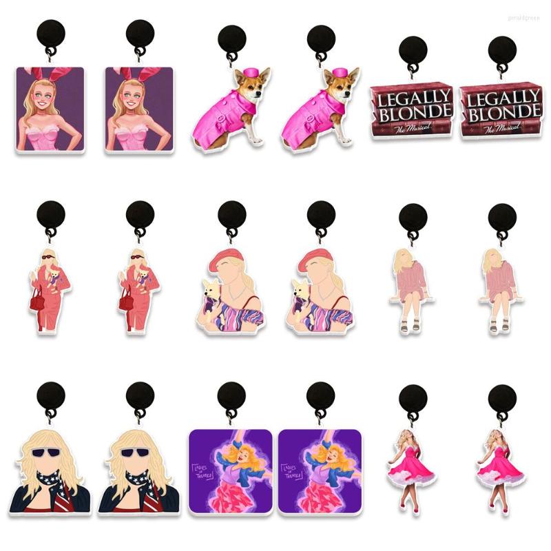 

Stud Earrings Legally Blonde Legal Beauty Elle Woods Printed Resin Pendant Black Cartoon Women's Gift Children