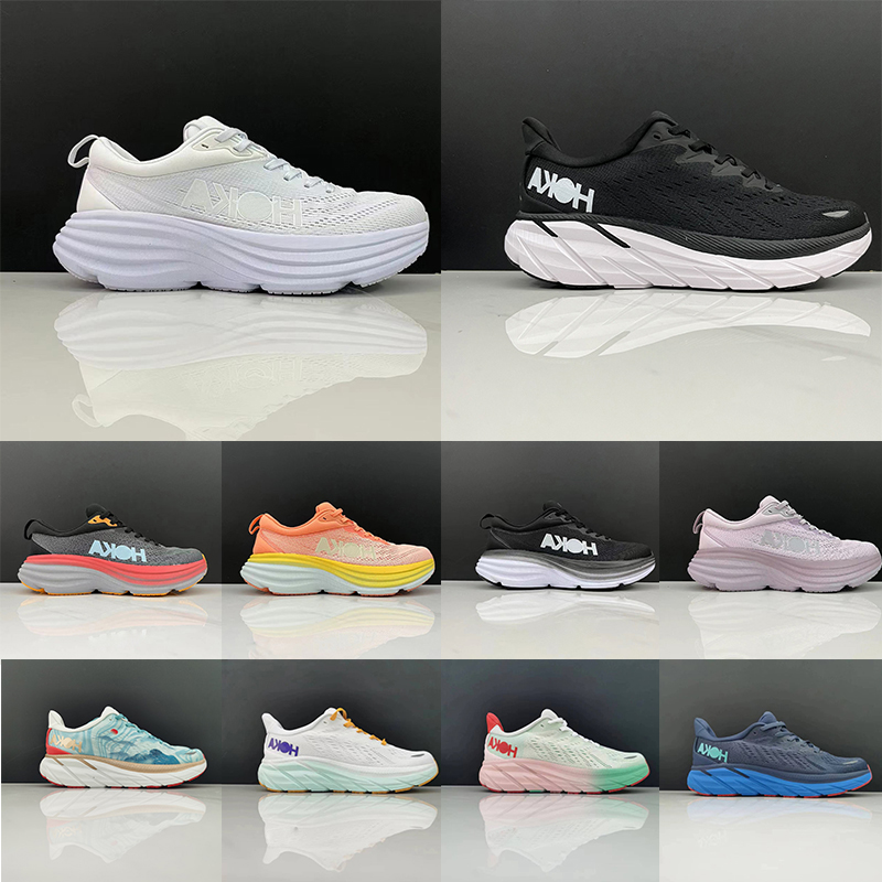 

HK One One Running Shoes Bondi 8 Clifton Utility Black White Runner Sneaker Smoke Grey Floral Fog Mens Womens dhgate designer trainers, Clifton 8-15