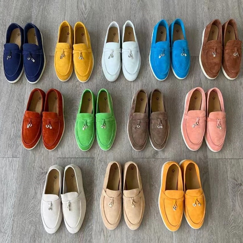 

L- P Open Walk Suede Sneaker Shoes Women casual shoe Men Slip-On Walking Flats classic ankle boot Luxury Designer factory footwear withbox 35-42size, Grey