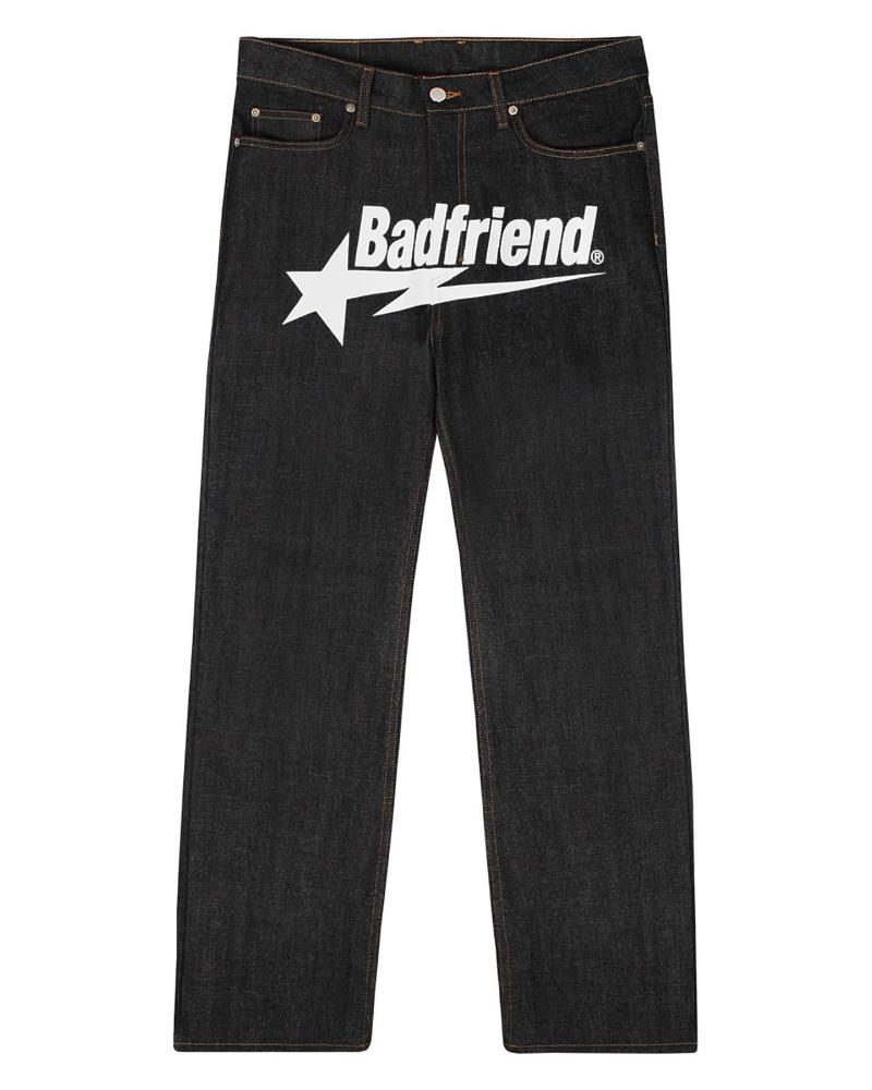 

Y2k Jean Hip Hop Badfriend Letter Printing Baggy Black Pants Harajuku Fashion Punk Rock Wide Foot Trousers Streetwear S85Y