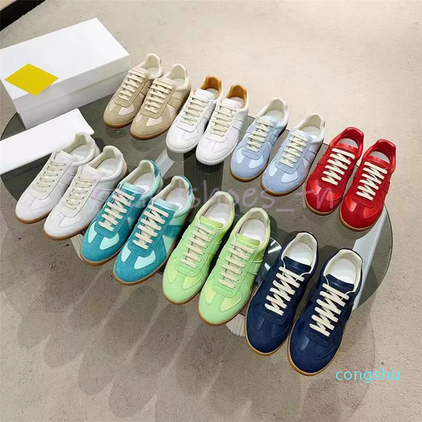 

Men Rep Sneakers Women Casual Shoes MM6 Margiela Trainers Low Top Canvas Shoe Stitching Leather Sneaker Platform Rubber Trainer Flat Running Shoes