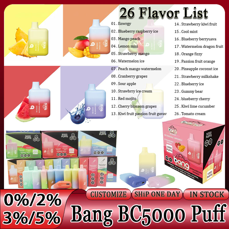 

Bang BC5000 Puff 5000 Disposable E Cigarettes BC Elf Bang Cigarette Vape elfbar 5000 Puffs Disposables Vapes Pen Device Kit 650mah 11ml Per-Filled Cartridge Pod Bar