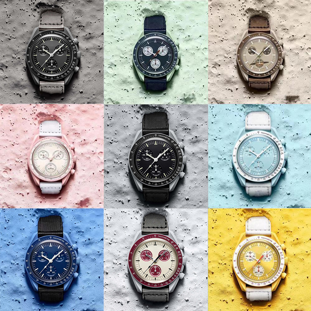 

Moonswatch Bioceramic Planet Moon Quarz Watch Mission To Mercury 42mm Full Function Chronograph Luxury Mens Ladies couple joint name designer Wristwatches 2023, Watch box