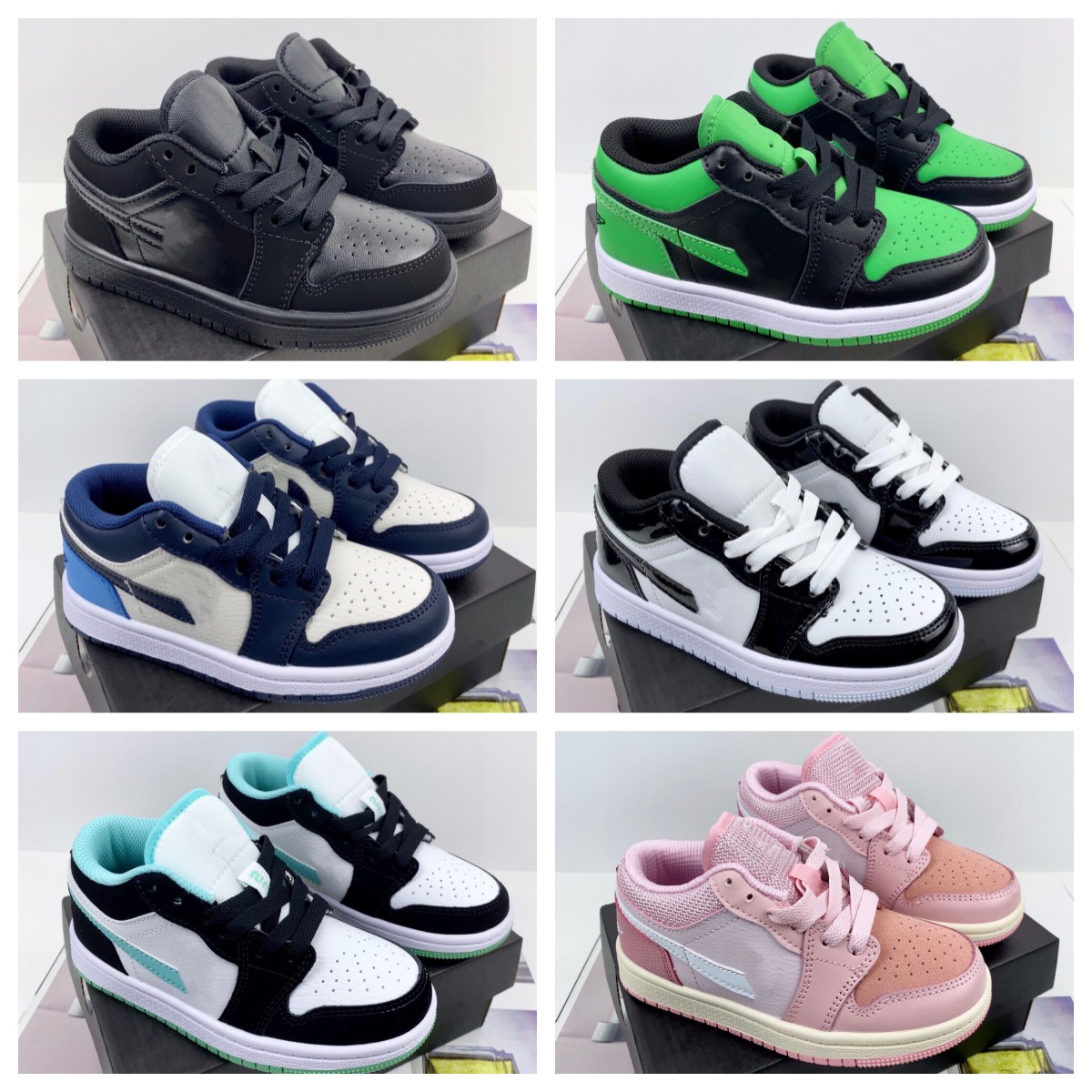 

Top Quality Jumpman 1 Low 1s Infant Kids Sneakers Pink Basketball Shoes Black Pick Small Big Boys Girls, #3