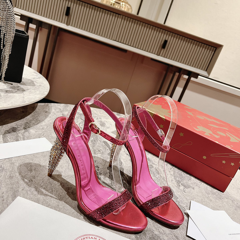 

Diamond high heel sandals with diamond scepter lipstick heel platform designer Factory footwear with box, Taupe