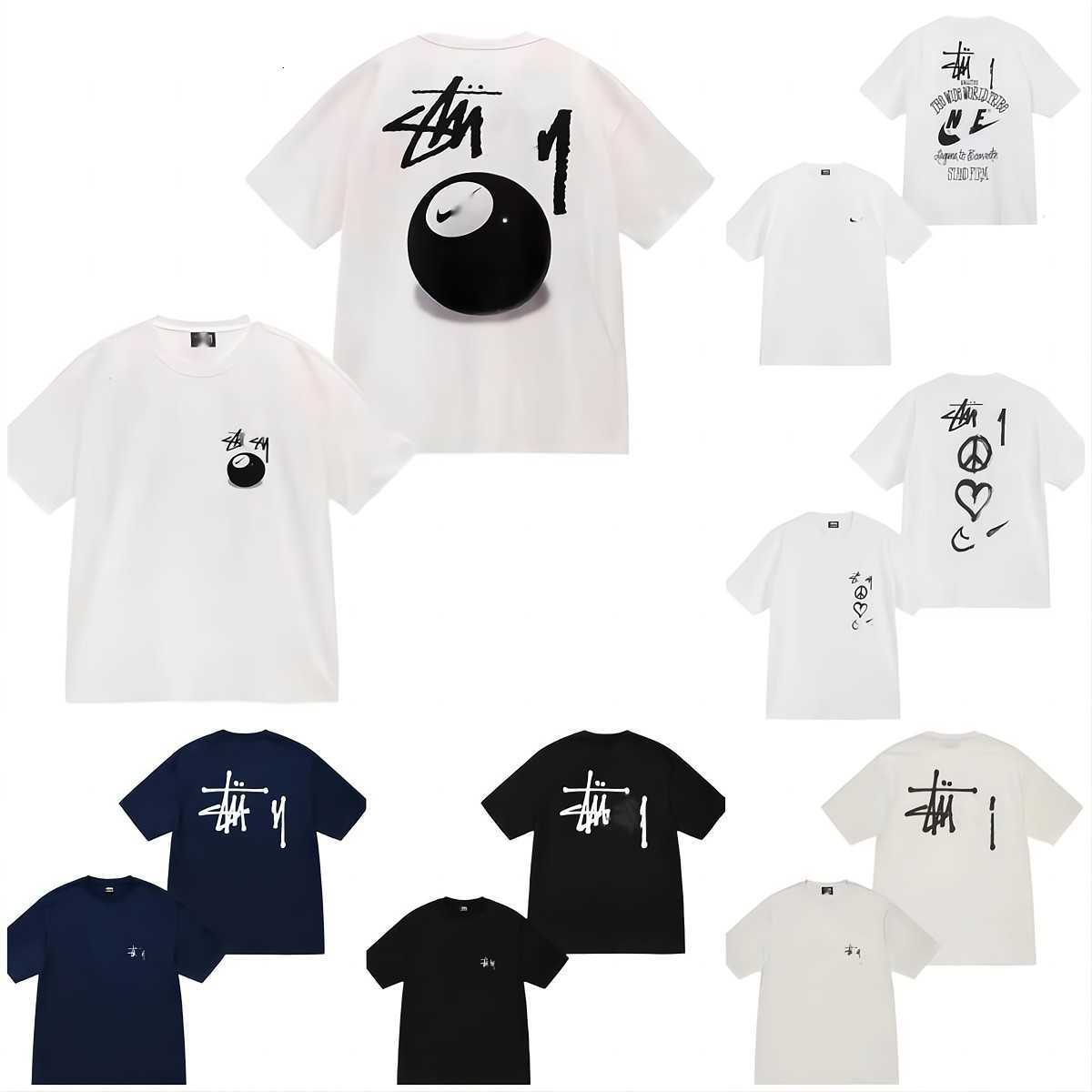 

Designer Luxury fashion brand stussys Classic Mens And Womens T Shirt Dice pattern printed alphabet Summer High Street Trend Tee C9, Beige