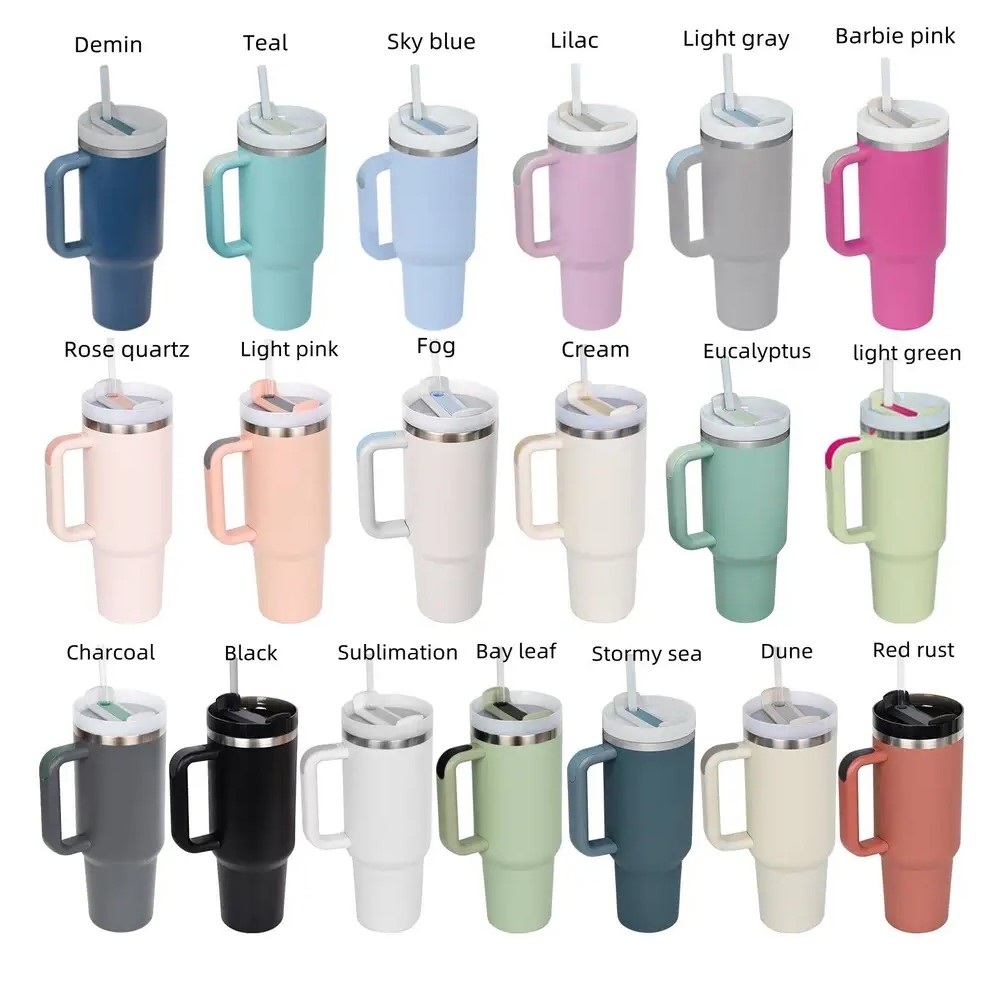 

1Pc H2.0 Plus New 40oz stainless steel tumbler with handle lid straw big capacity beer mug water bottle outdoor camping cup vacuum insulated drinking tumblers GJ0412, Multi-color