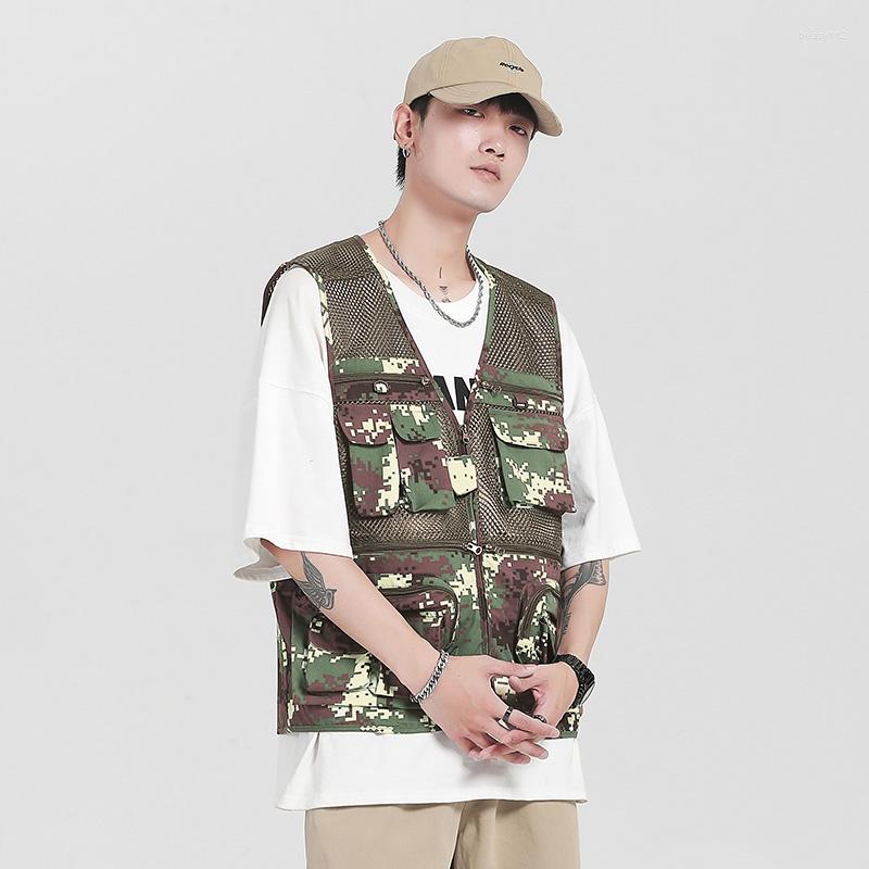 

Men's Vests 2023 Four Seasons Fashion Sleeveless Waistcoat Men's Outdoor Work Safari Fishing Travel Po Cargo Vest Jacket Multi Pockets, Camouflage