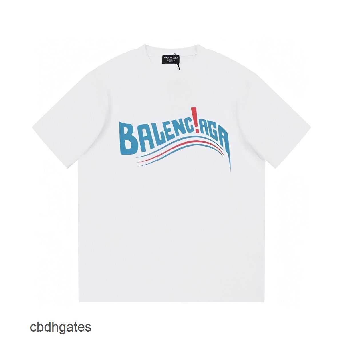 

T Shirts 2023 Mens Fashion Balencg Tee Label Popular Brand Unisex Trendy Cotton Celebrite Same T-Shirts High Quality, White