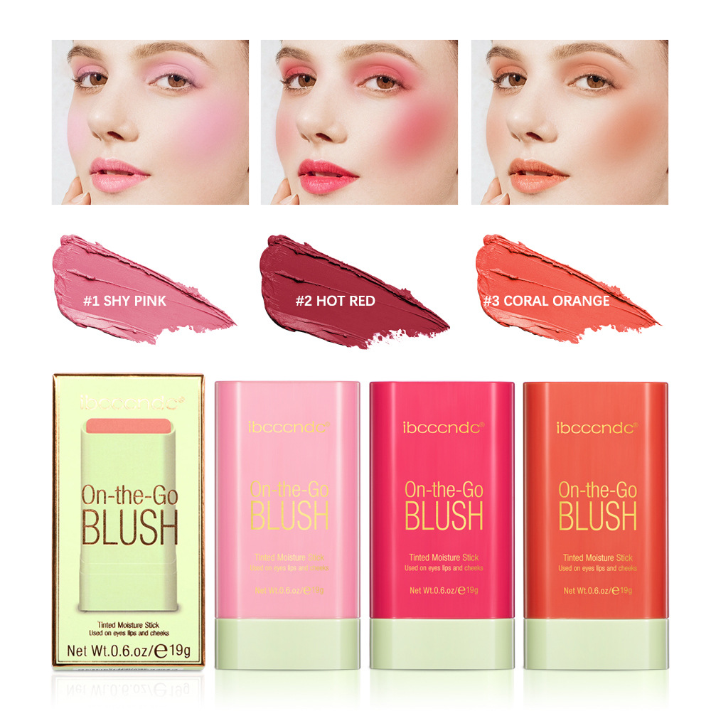 ibcccndc cream blush stick makeup waterproof sweat-proof Multi-function for eyes lips and checks on-the-go make up face rouge blusher stick-image-157982910