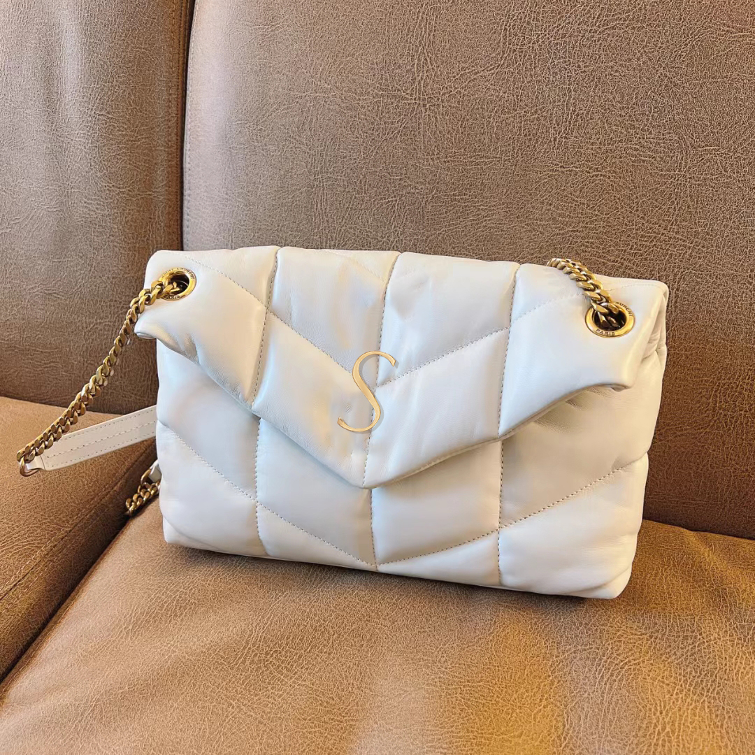 

yslity puffer womens Underarm bags Luxury Designer mens pochette Crossbody clutch Shoulder fashion handbags quilted Genuine leather chains totes messenger bag, Khaki gold