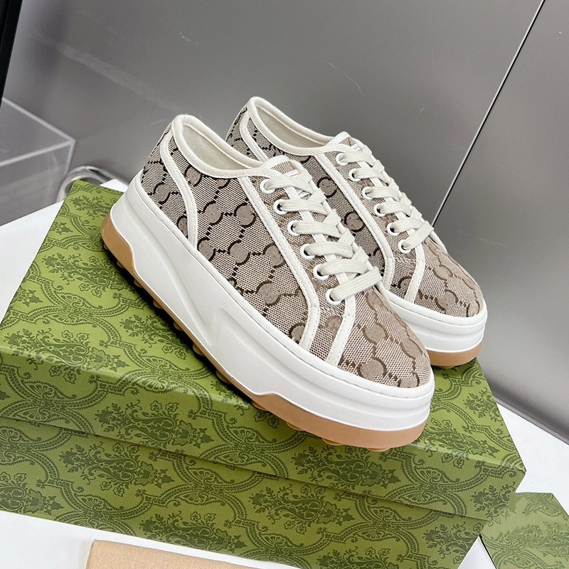 

Fashion platform Canvas casual shoes Luxury Double-letter embroidery Lace Quality Brand Women Designer Shoe Trainers Chaussures Multicolor Platform Shoes a1