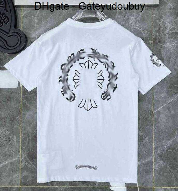 

Fashion Mens Classic t Shirts Brand Top T-shirts Ch White Short Sweater Casual Embossed Letter Horseshoe Sanskrit Cross Pattern Designers Tees Women Printed T-shirt, 15