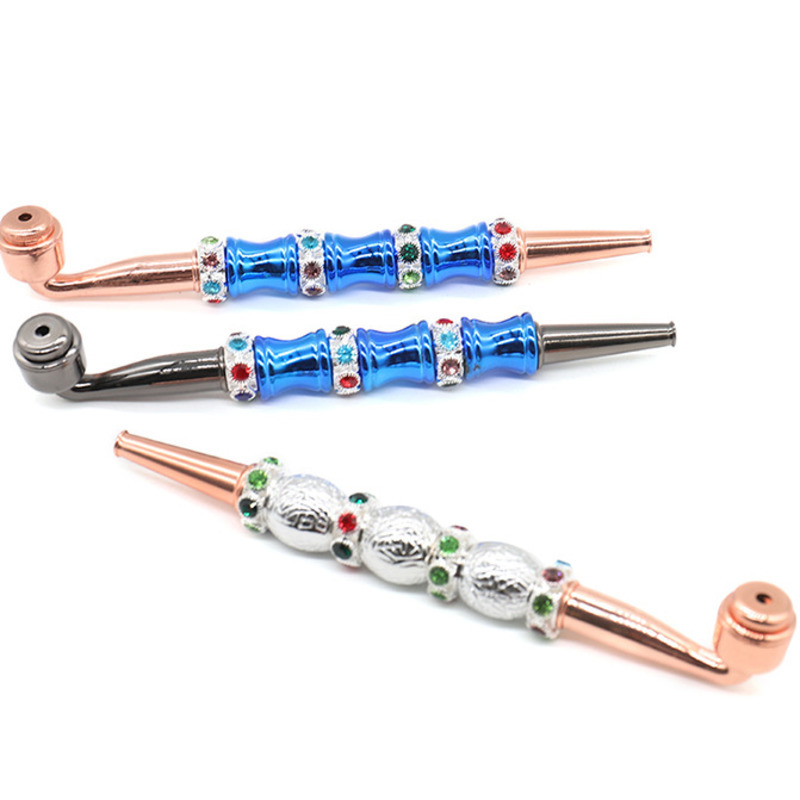 

metal pipe Beads Pipe cigarette stitching detachable creative long holder with cover straight rod smoking set dab rig