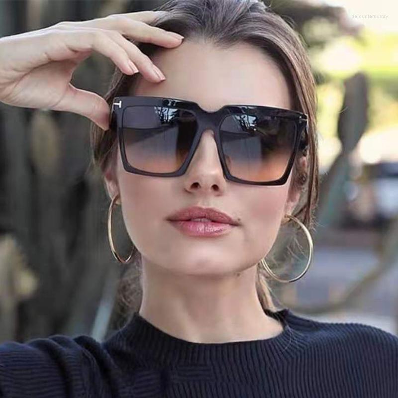 

Sunglasses Fashion Square For Women Luxury T Brand Vintage Gradient Female Trends Eyewear UV400