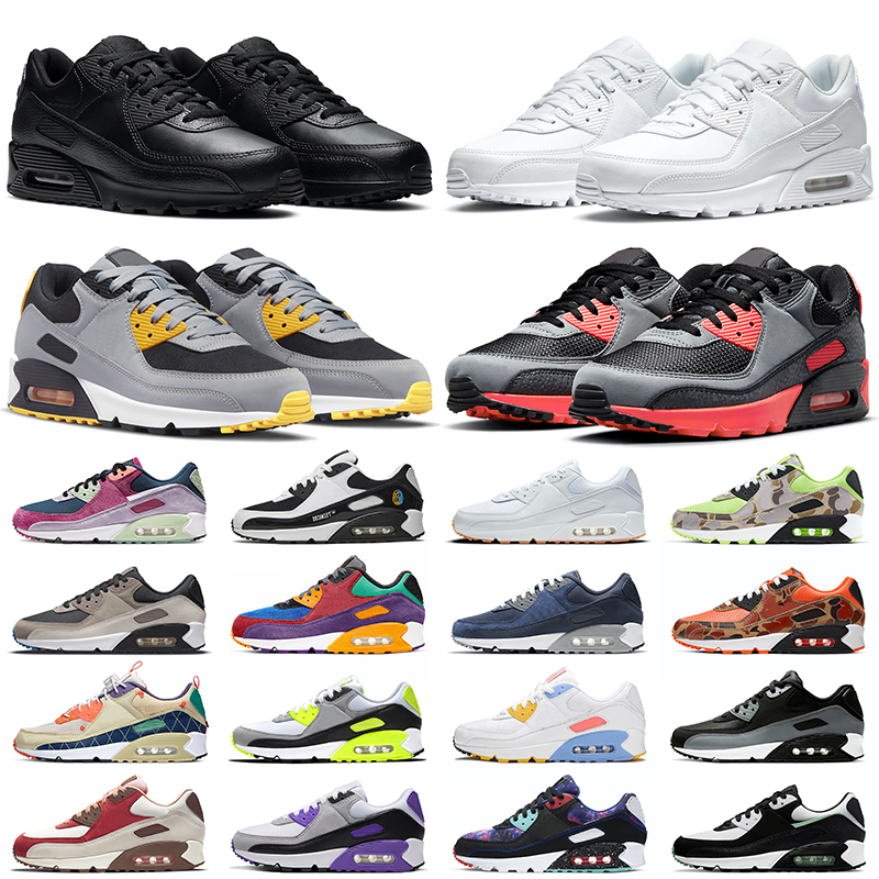 

Men women running shoes 90 mens outdoor sneakers 90s leather mesh Triple Black White Batman Camo Green Volt womens sports trainers, 40-45 raptors
