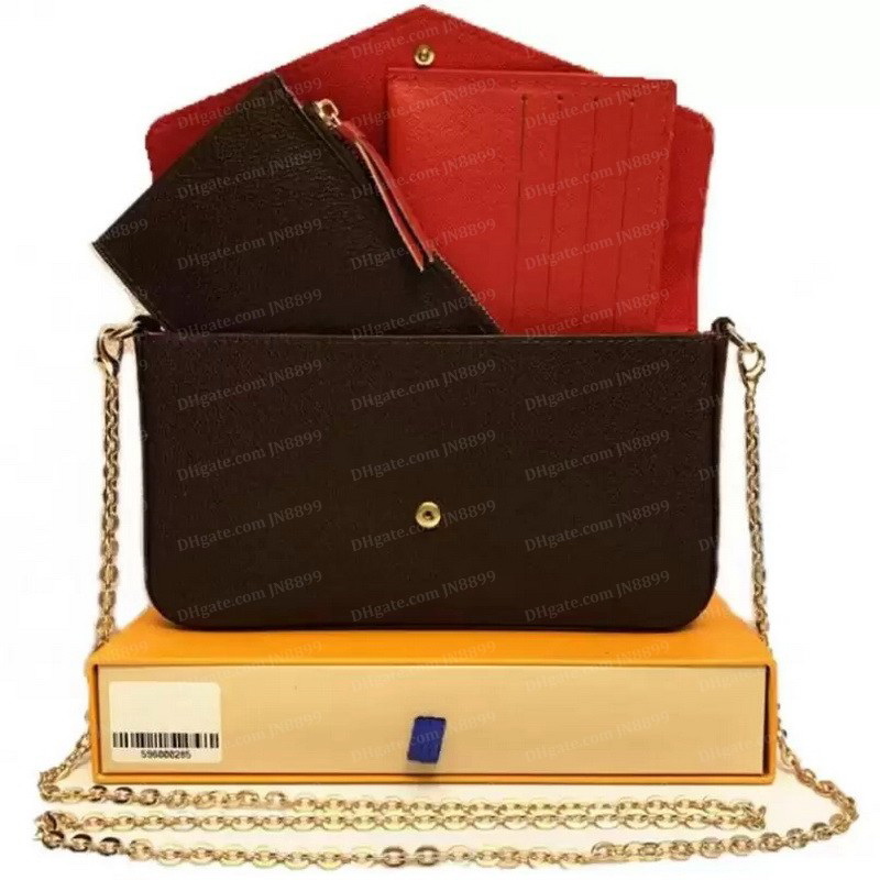 Luxury Designer Woman Sac à main sac à main Femmes Sacs d'épalsine Pourse 3PCS SETS BOX ORIGINAL MODE GROS AVEC PERME
