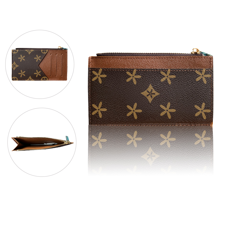 

4 card slots M30271 coin Card holders wallet Leather Luxurys Designers purses fashion Men zipper compartment Women's CardHolder Brown flower Wallets Key Purse, Damier ebene
