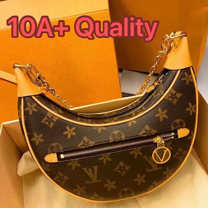 Designer Crossbody Bag Loop Croissant Hobo Chain Luxury Shoulder Bags Cosmetic Half moon Pouch Purses cross body Brown Handbags Borsa PRPU 81098-image-920429929