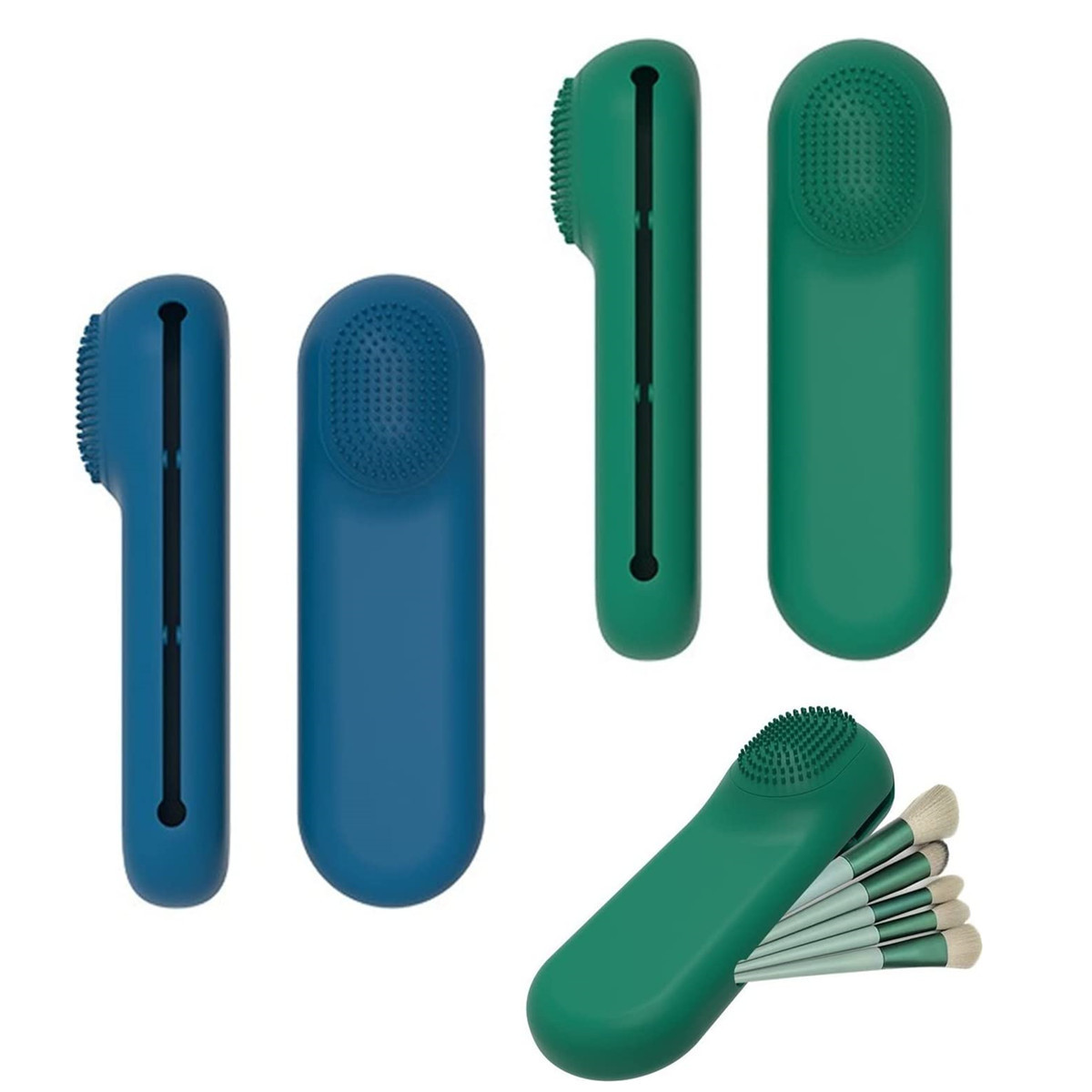 

50pcs Silicone Makeup Brushes Case Portable Cosmetic Organizer Make Up Storage Bag for Women Face Brush Set Box Magnetic Closure