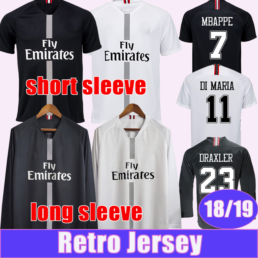 

2018 2019 MBAPPE Mens Retro Soccer Jerseys VERRATTI CAVANI MATUIDI Home Away Football Shirts DI MARIA T.SILVA DRAXLER Short Sleeves, Qm3507 1819 away no patch