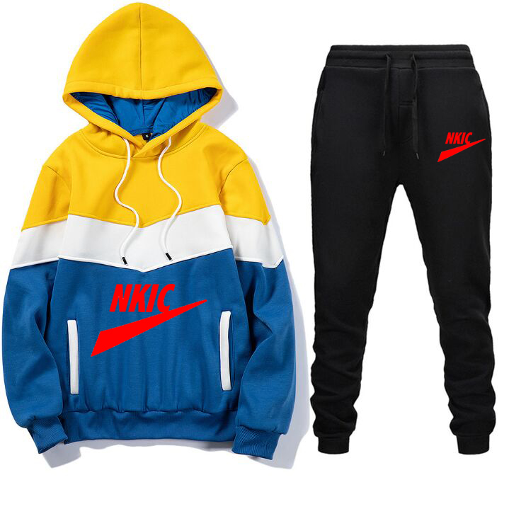 

Men's Sweatshirt Tracksuits Brand LOGO Print Hoodies Sweatpants 2Pcs Man Joggers Tracksuit Male Pullover Trousers Streetwear Clothes -3XL