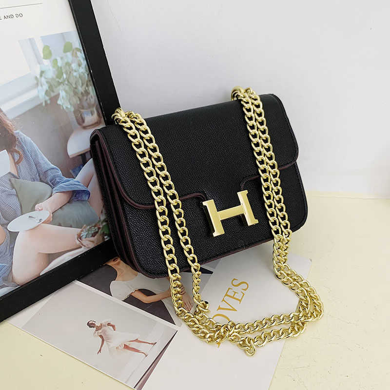 

Designer bag New Bag Women 2023 Fashion H-button Bag Versatile Small Square Bag Korean Style Chain One Shoulder Crossbody Bag, Black