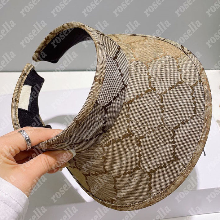 

Summer Visor Designer Empty Top Cap Womens Men Fashion Sun Hats Mens Designers Hat Sports Women Golf Tennis Outdoor Beach Headband Snapback Ball Caps 5 Colors, Brown