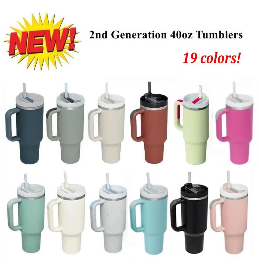 

40OZ Mugs H2.0 Without Stanleys LOGO Adventure Quencher Travel Tumbler Handle Beer Mug Water Bottle Powder Coating Outdoor Camping Cup Insulated Drinking GG0412469, Multi-color