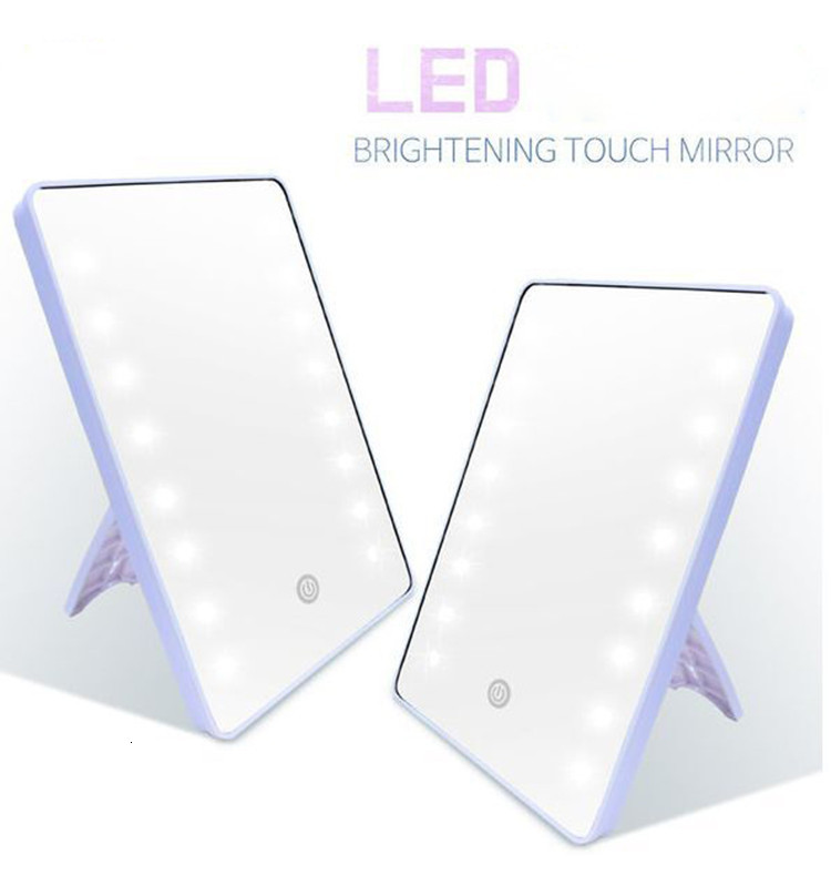 

16 LED Lighted Makeup Mirror With Light Lamp Portable Touch Screen Cosmetic Mirror Beauty Desktop Vanity Table Stand Mirrors T200114