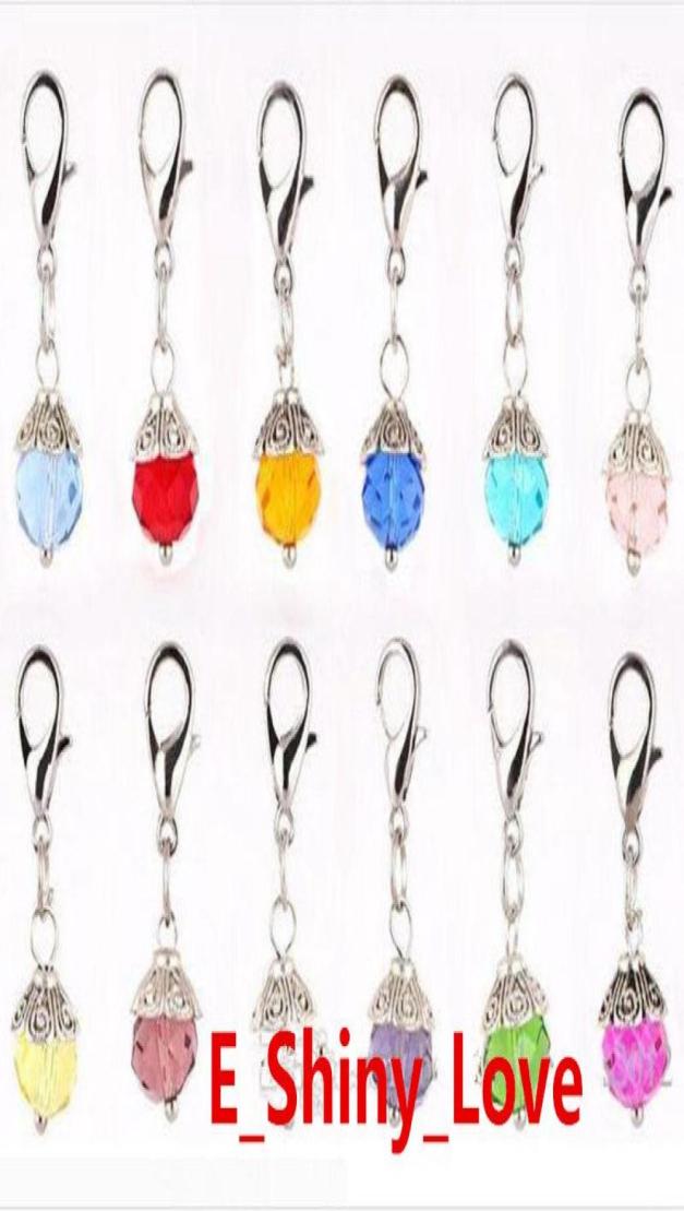 

100PCSlot Mixed Colors Crystal Birthstone Dangles Birthday Stone Pendant Charms Beads With Lobster Clasp Fit For Floating Locket 4428906
