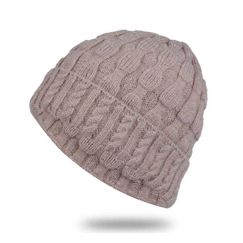 

HBP Women's knitting cap in autumn and winter, simple wool cap, wrapped cap, curled brim, pullover cap, simple big head circumference, warm ski cap, Wine red (darker in color)