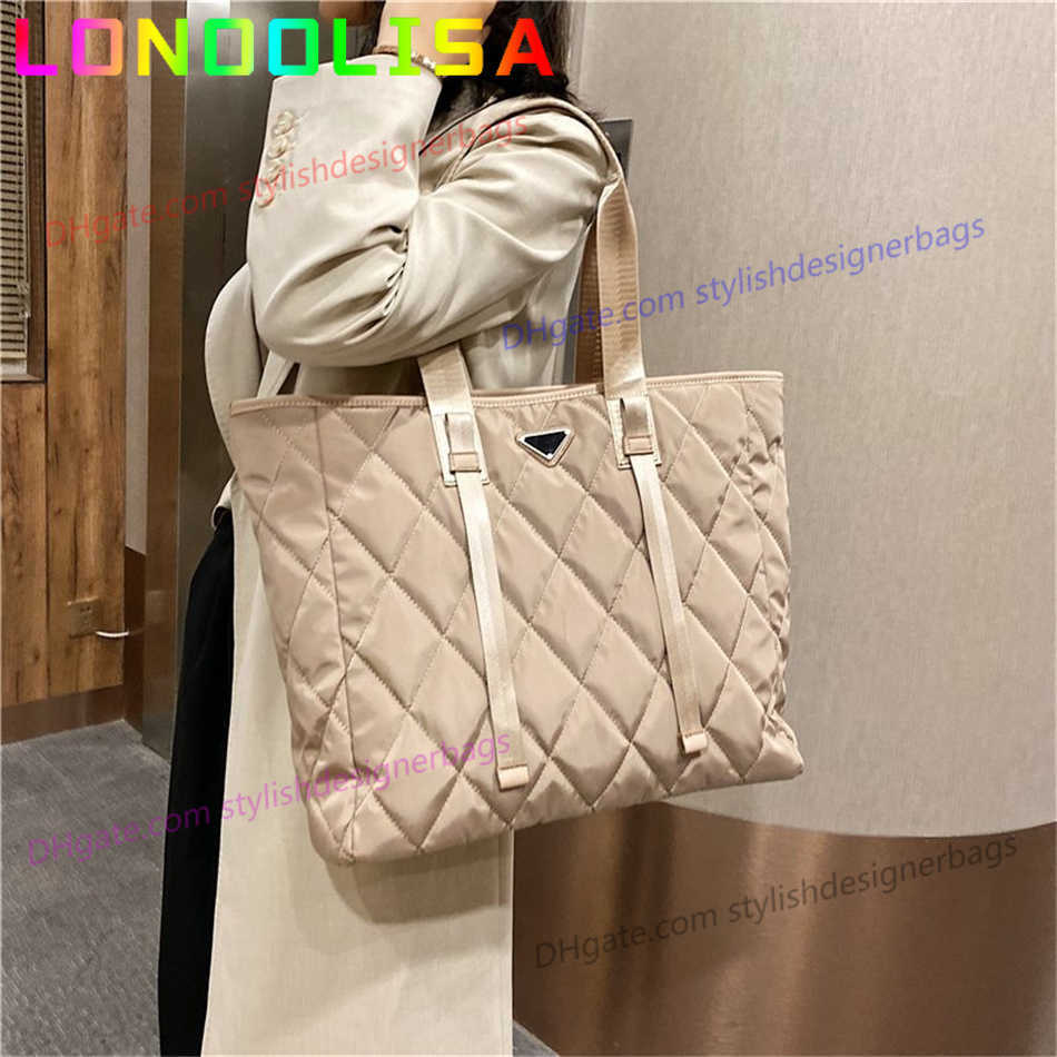 

Totes Brand Designer Women's Tote Bags 2021 Autumn Winter New Lady Shoulder Bag High Quality Nylon Handbags Large Capacity Shopper Bag 412F3, Khaki
