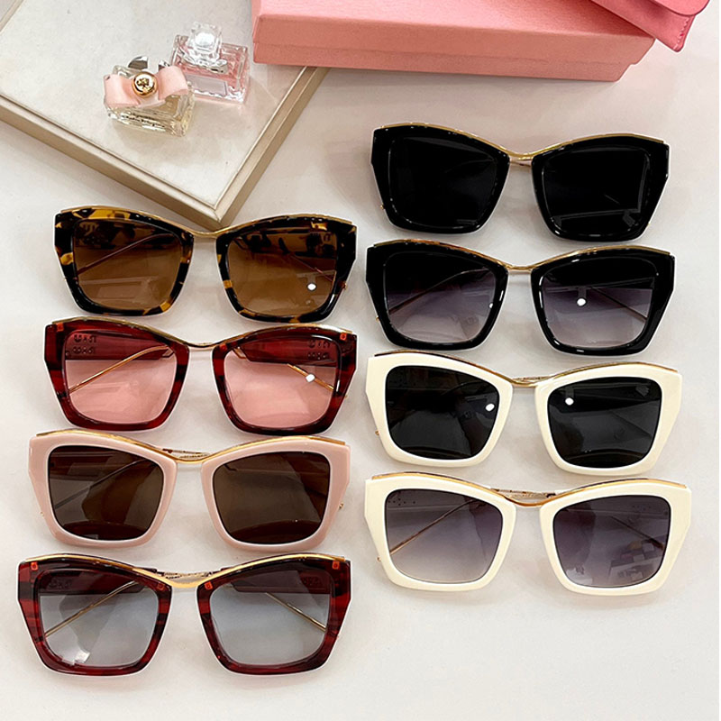 High quality designer sunglasses fashionable rectangular cat eye metal frame MU02YS elegant mens and womens metal mirror legs beach party leisure-image-920389035