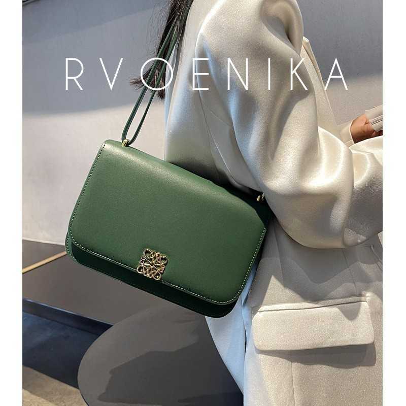 

s Stuff Sacks Genuine Leather Luojia Tofu Women's 2023 New Fashionable One Shoulder Crossbody Fashion Flip Small Square Bag, Original with box black