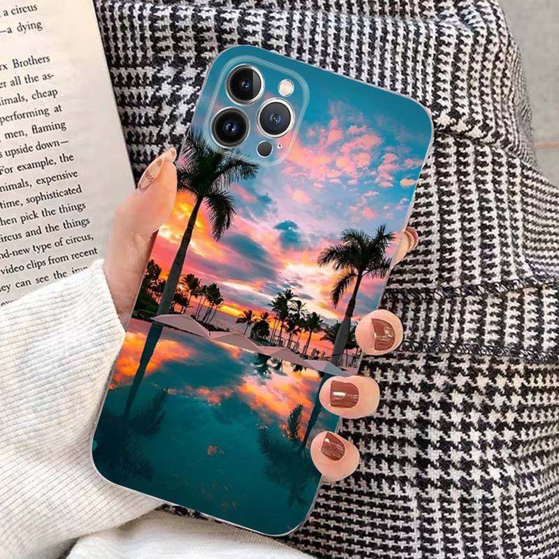 

Beach Dusk sky Phone Case Silicone Soft for iphone 14 13 12 11 Pro Mini XS MAX 8 7 6 Plus X XS XR Cover