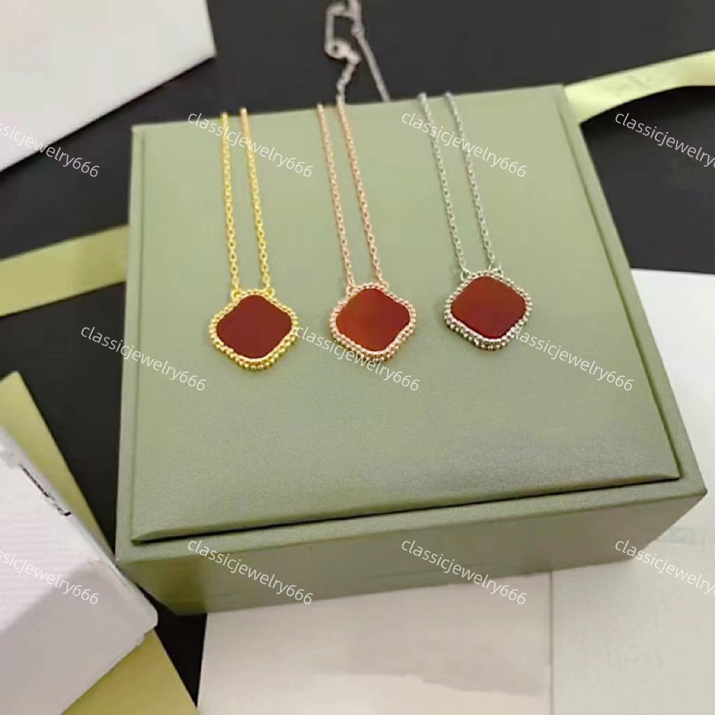 

Classic Designer Women's Necklace Brand Necklace 18K Gold Colorful Shell Clover Pearl Jewelry 316 Stainless Steel with Box Factory Wholesale and Retail