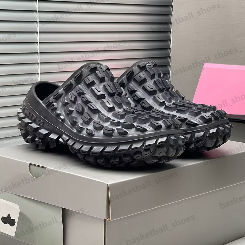

2023 Designer Men Black Tire Tyre Sandals Platform Shoes Bump Texture Anti-Slip Slippers Size 39-45, Colour 1