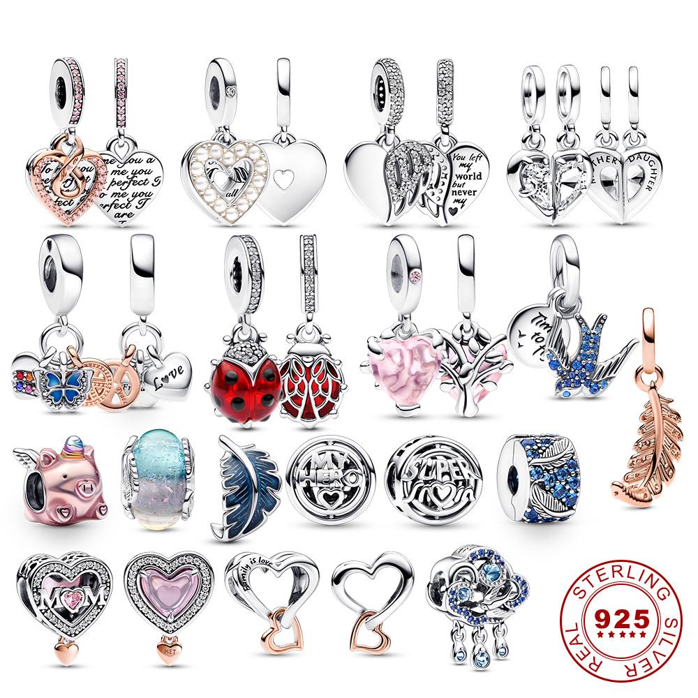 

2023 Mother's Day 925 Sterling Silver Pandora Charm Swallow Pendant Dangle Fit Original Women Bracelet MOM Gift Jewelry