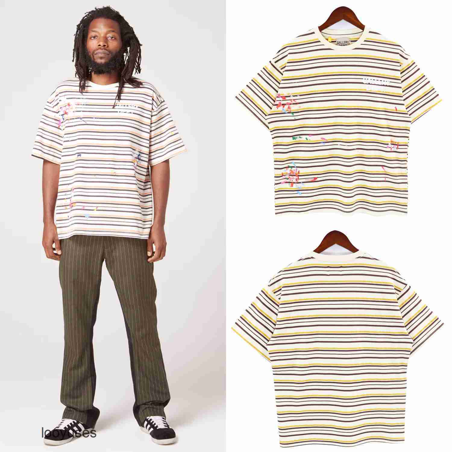 

Letter Mens Shirt T Shirts Galleryes 2023 Dept Stripe Speckle Print Short Sleeve T-shirt Men' Women' High Street Half, Graph color