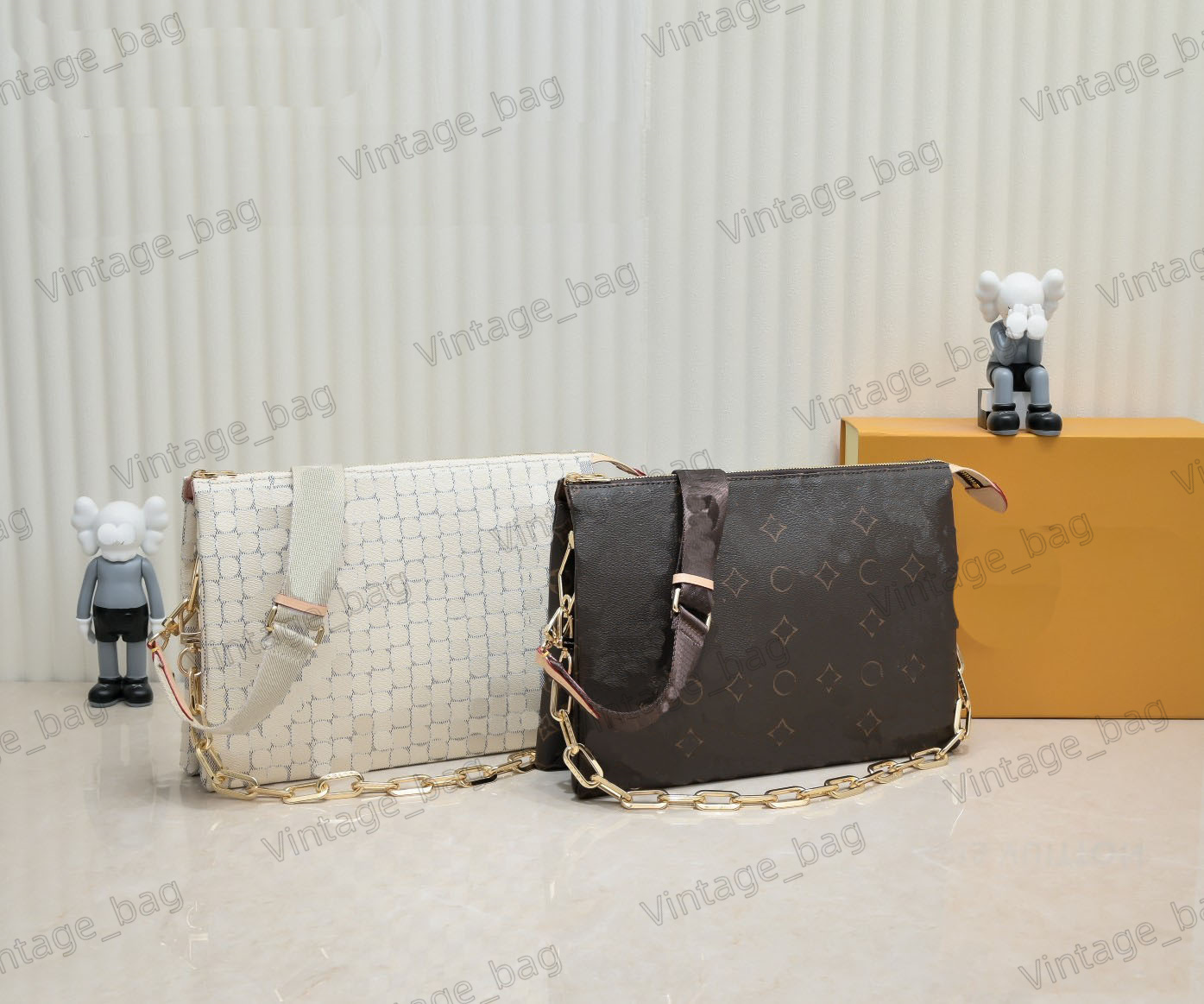 

Women Coussin MM Handbag Monograms Embossed Check Clutch Removable Chain Underarm Adjustable Strap Shoulder Bags Multi Color Stylish Cross-body Pochette M57783