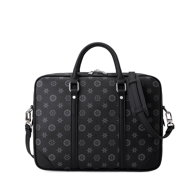 Luxury Briefcase Simple Mens Brown flower Briefcase Leather Briefcase Solid Large Business Man Bag Laptop Bag Messenger Bag for Men Handbag Shoulder