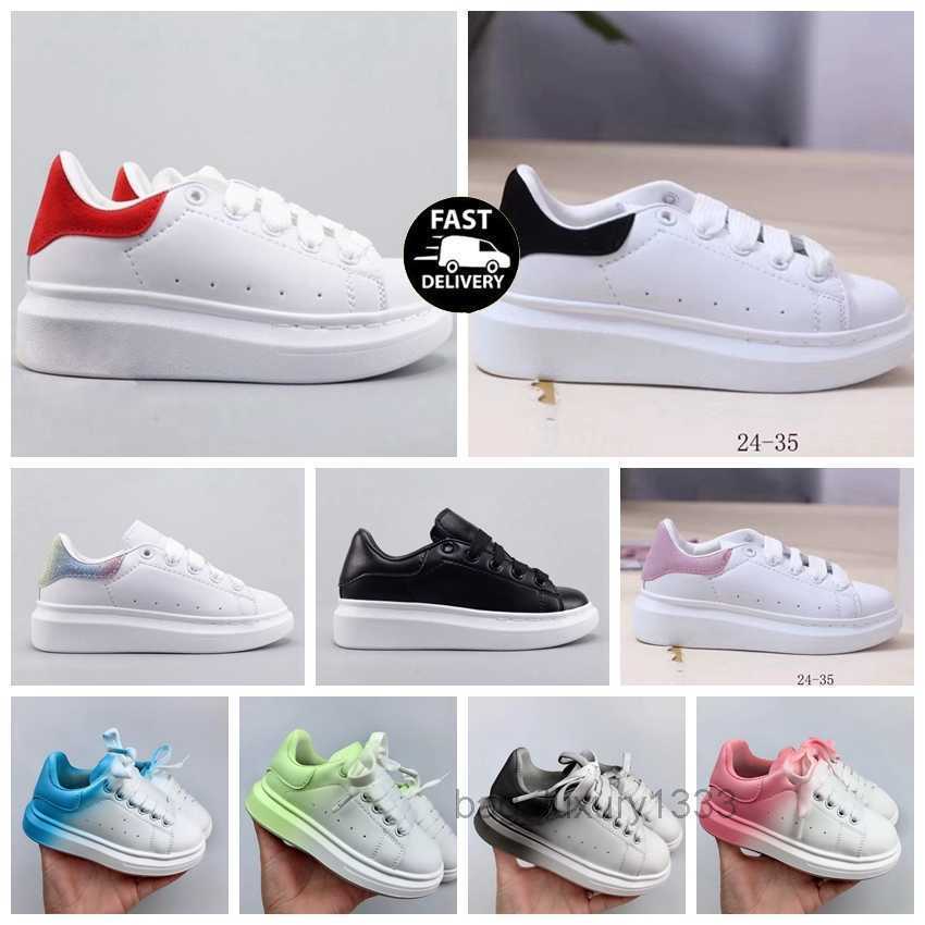 

2022 Selling designer Kids Shoes White Red Black Dream Blue Single Strap outsized Sneaker Rubber Sole AMCQS Soft Calfskin Leather Lace up Trainers Sports footwear, 10