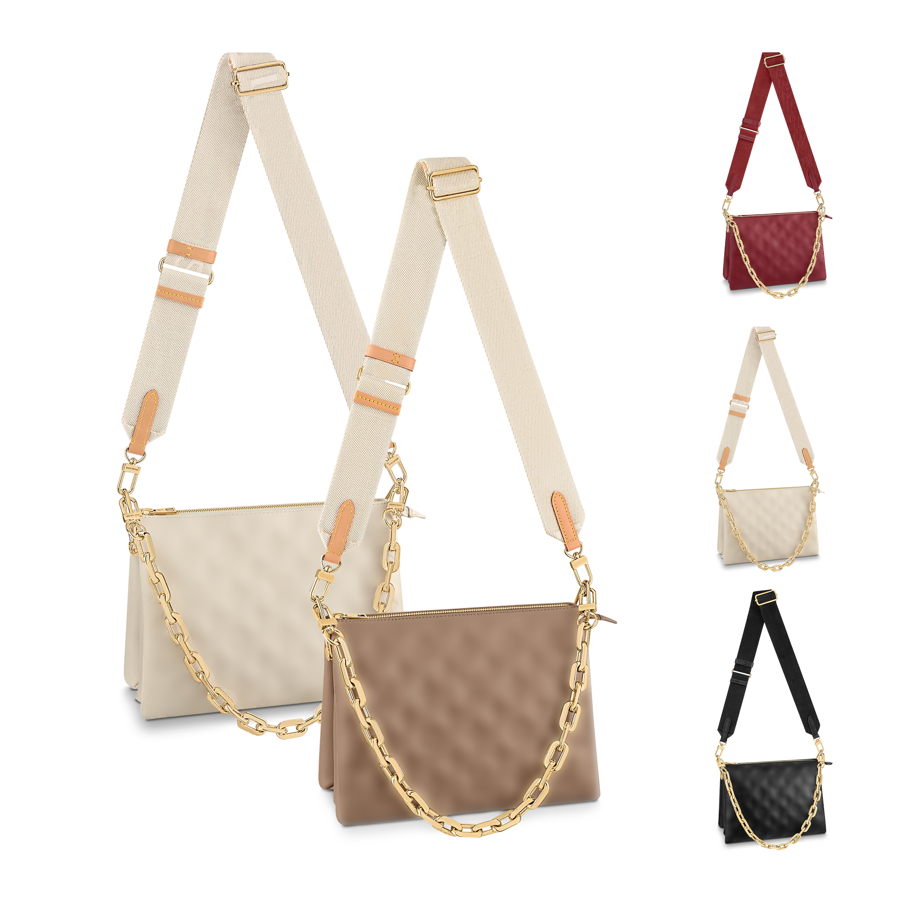 

Designer COUSSIN M57790 Crossbody Bag envelope Luxury Shoulder bags Womens clutch handbag wallets mens fashion Embossed bag messenger chains bag zipper tote Purse, White