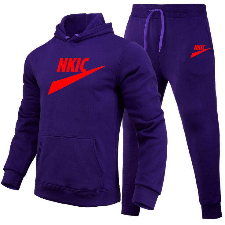 

Men Spring New Tracksuit Male Brand LOGO Print Hoodies Pants Two Piece Fitness Pullover Sweatshirt Set Casual Sportswear Suit, Pink