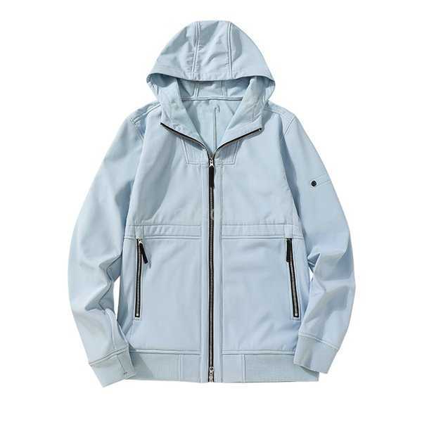 

soft 20FW Waterproof fabric of shell jacket with plush in autumn and winter Fashion men's windbreaker coat 1 9CMR, Sky blue