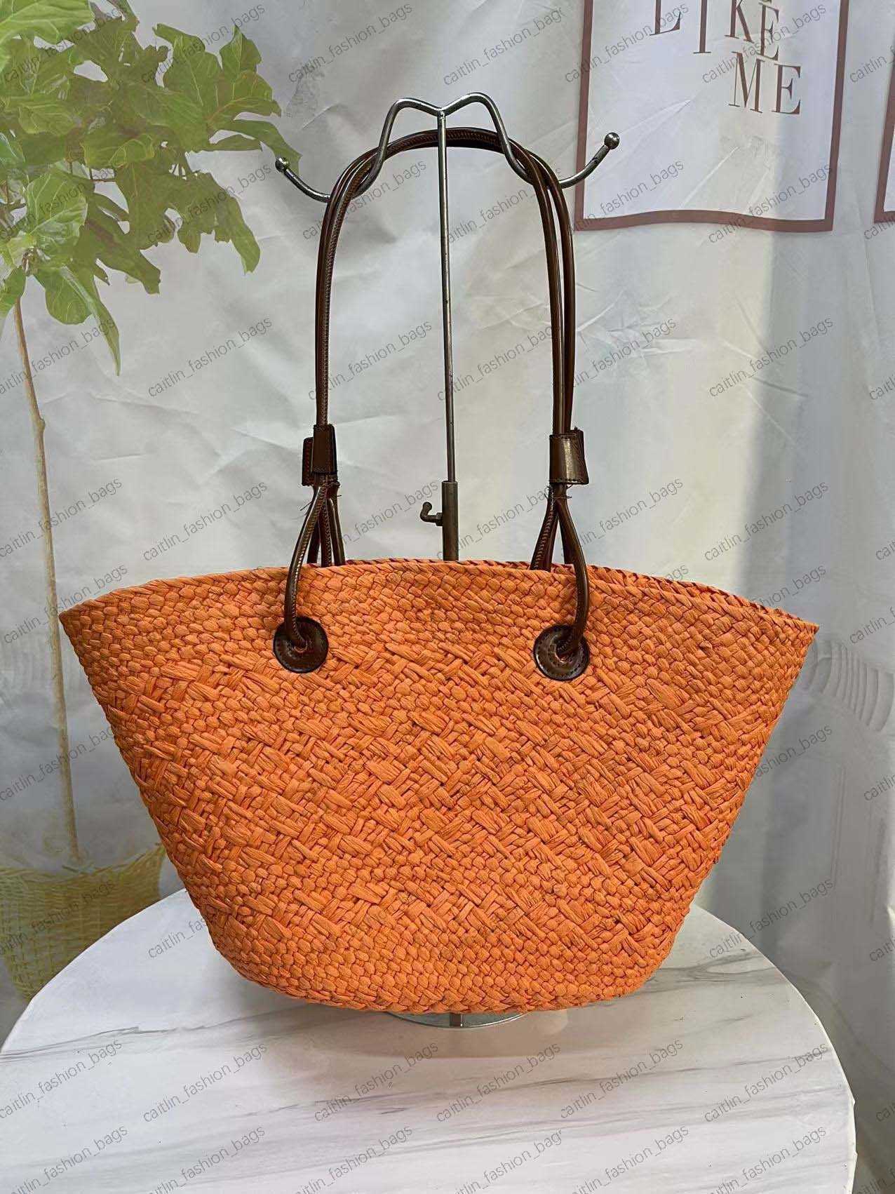 2026 Summer Designer Brand Straw Basket Bags Large Rattan Women Shoulder Bags Big Handle Handmade Handbags Summer Beach Bag Tote Purses L26816