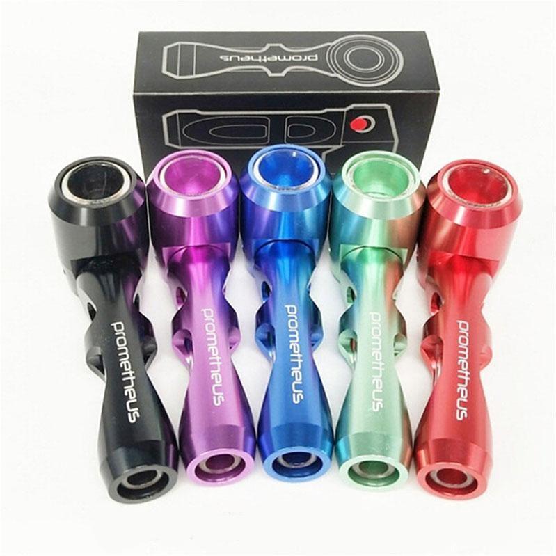 

Smoking Pipes Aluminium alloy metal pipe clean 4 inches Glass tube portable Prometheus tobacco pipe