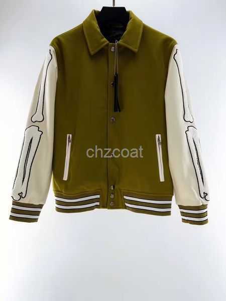 

Jacket Fashion black mens green Classic Man Luxury Jackes bone letters Embroidery stitching coats Baseball Stylsh Streetwear Outerwear 6 24NJ, Extra shipping postage/no ship
