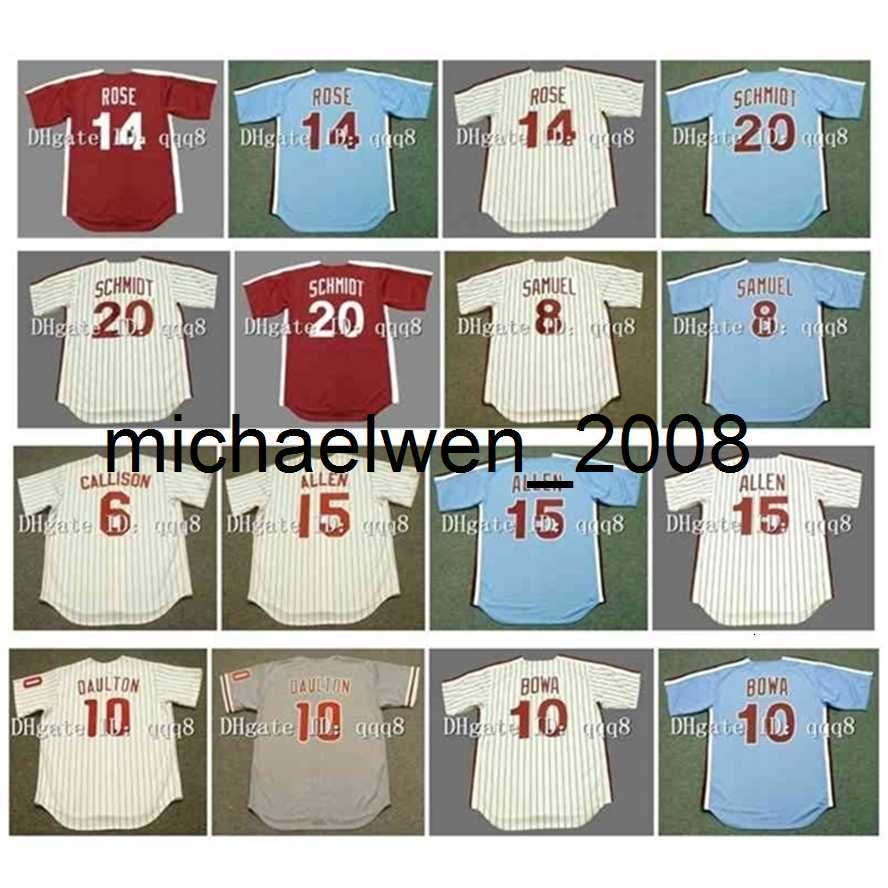 

Vintage 6 JOHNNY CALLISON 8 JUAN SAMUEL 10 DARREN DAULTON 10 Larry Bowa 14 PETE ROSE 15 RICHIE ALLEN 20 MIKE SCHMIDT White Red Retro, As pic